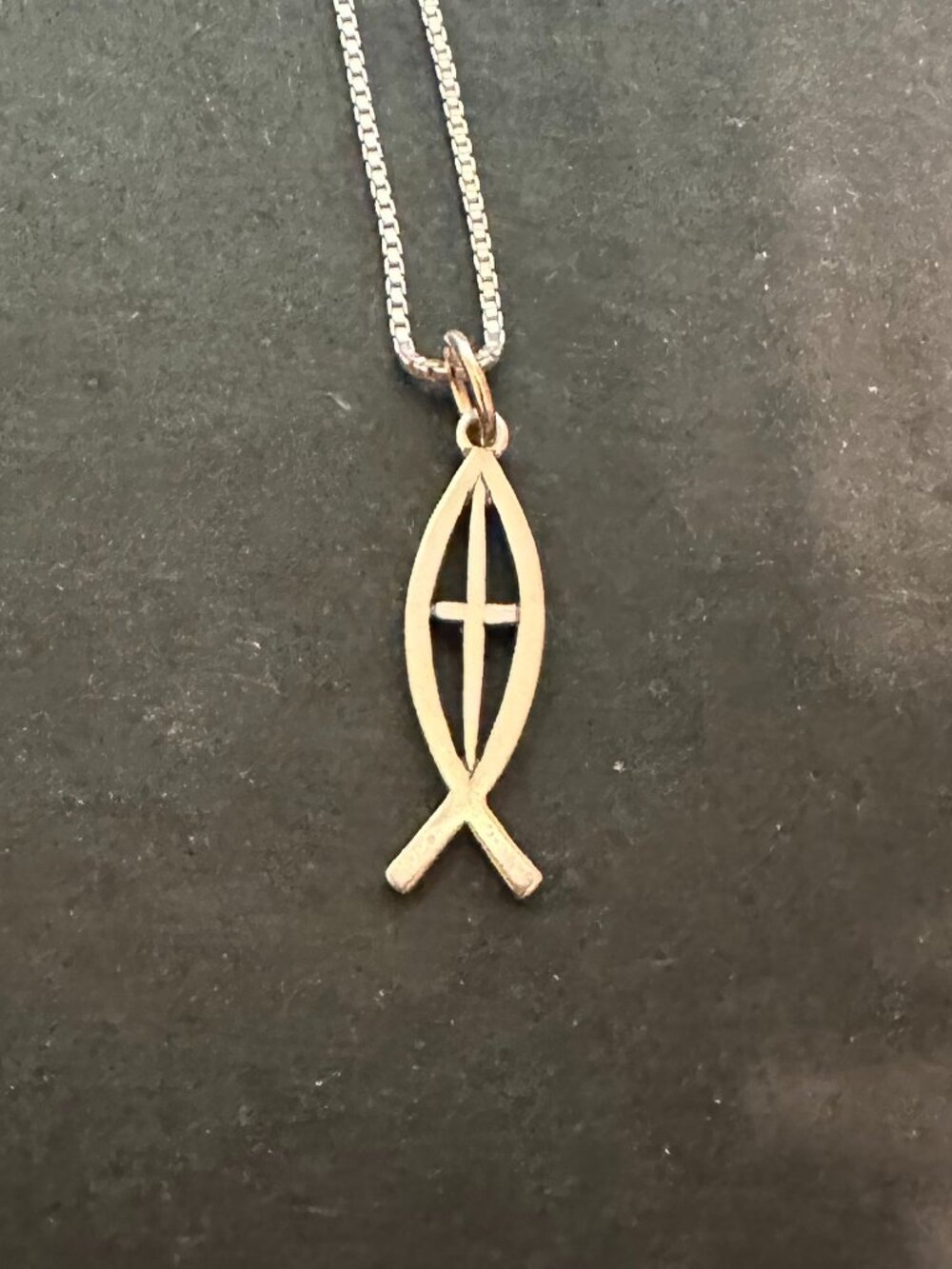 Retired James Avery Sterling Silver Ichthus Fish Cross Pendant 24" Necklace